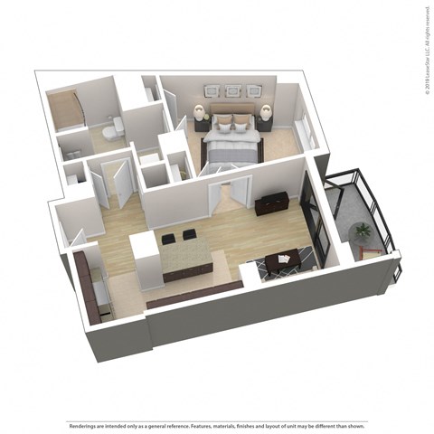 Floor plan for 1 bed, 1 bath